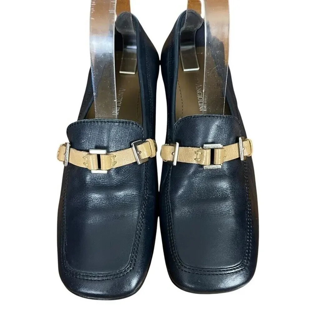 Enzo Angiolini Helene Womens Navy Square Toe Preppy Acedemia Flats Shoes 7
